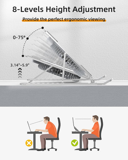SHUWEI Portable Laptop Cooling Stand, Foldable & Adjustable Aluminum Stand with 3 Speed Powerful Quiet Fans, Ultra-Lightweight Ergonomic Cooling Pad for 17.3" Laptops (Black, for 17.3" Laptop)