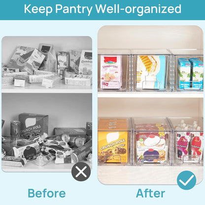 Vtopmart 4 Pack Stackable Storage Drawers,Clear Acrylic Drawer Organizers with Handles, Easily Assemble for Fridge, Bathroom,Kitchen Undersink,Cabinet,Pantry Organization and Storage