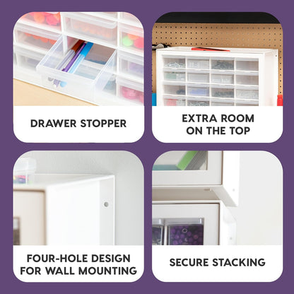 IRIS USA Small Parts Storage Cabinet, Made in USA, 64-Drawer Organizer Chest for Hardware, Screws, Nuts & Bolts, Charms, Beads, Craft Supplies, Scrapbook & Hobby Storage, Teacher Toolbox – White