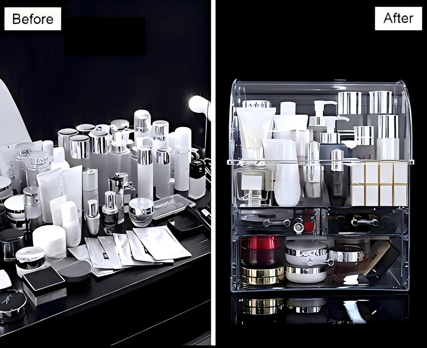 Clear Large Acrylic Makeup Organizer With Lid Cosmetic Storage Drawers Portable Makeup Organizers Dustproof And Waterproof Box For Women