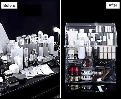 Clear Large Acrylic Makeup Organizer With Lid Cosmetic Storage Drawers Portable Makeup Organizers Dustproof And Waterproof Box For Women