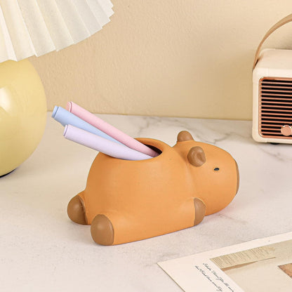 Pen Holder for Desk, Ceramic Capybara Cute Pencil Holder, Makeup Brush Holder, Desktop Organizer Storage Pen Cup for Office Home Decor