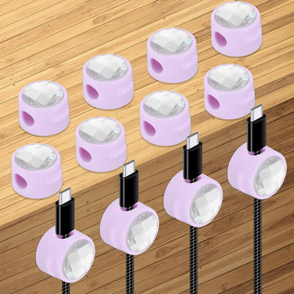 PATIKIL Cable Organizer Holder, 12 Pcs Magnetic Spring Desk Cable Management Clips Adhesive Cord Holder Keeper for Office Desktop Wall Car, Purple