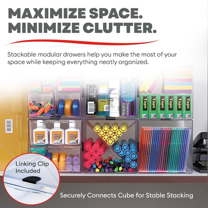 Deflecto Stackable Cube Organizer - X Divider, Clear (350201-AMZ)