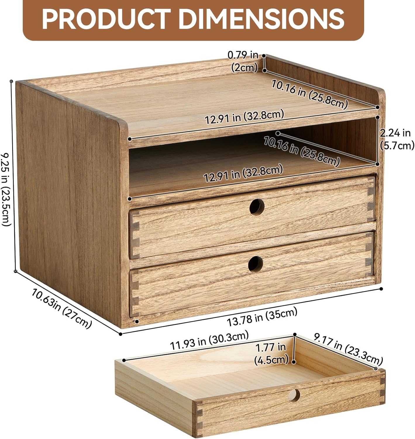 KIRIGEN Wooden Desktop Organizer Paper Storage Letter Tray File Sorter - Desk Rack Magazine File Dividers Holders for Home Office Accessories Wood Desk Cabinet with 3 Layer Trays Natural(3KWJG-NA)