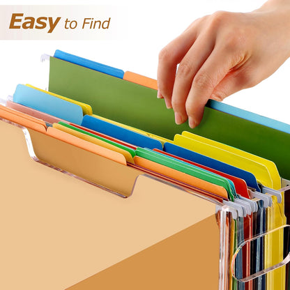 Acrylic File Folder Organizer, Clear Hanging File Organizer Box for Letter Size, Desktop File Holder with Handles, Slim Filing Storage Box for Desk Office Home Work -1 Pack