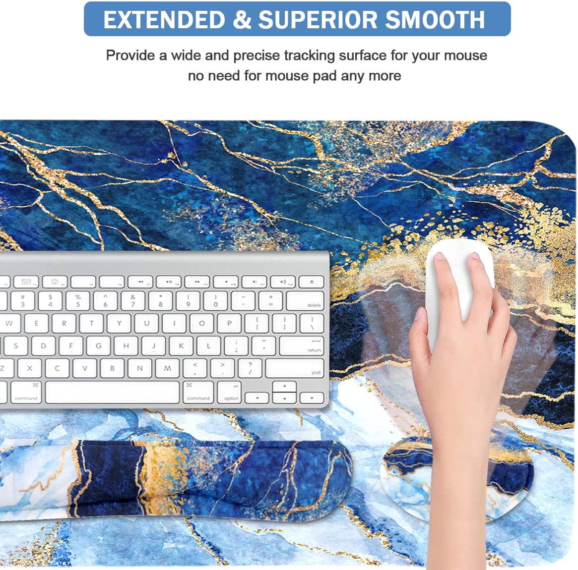 4-in-1 Large Mouse Pad, Keyboard Wrist Rest Pad & Wrist Support Mousepad Set, Extended Desk Pad Waterproof Desk Mat for Home Office Study Game