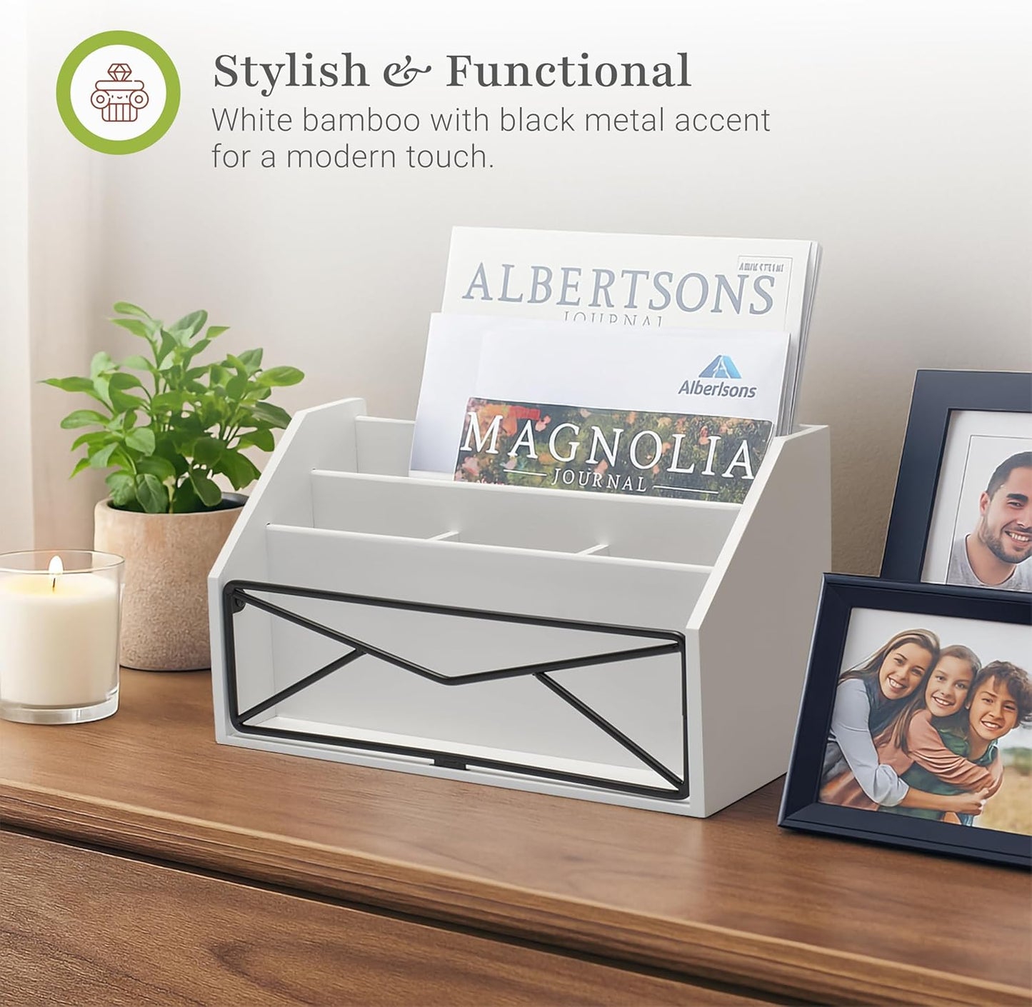 Prosumer's Choice Bamboo Desk Organizer for Office and Home – Natural Bamboo Mail Organizer for Countertop - Wooden Desktop Organizer for Mail, Files, Letters, and Tabletop Storage