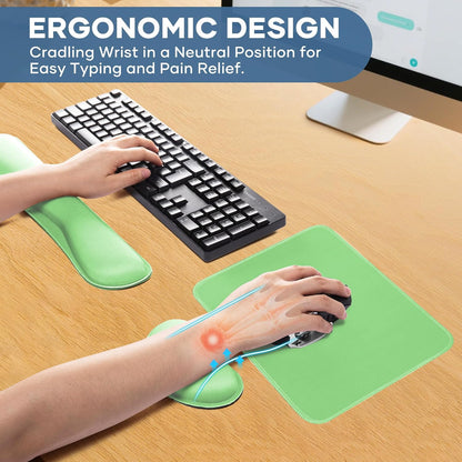 Office Ergonomic Memory Foam Computer Mouse and Keyboard Wrist Rest pad Support Carpal Tunnel, Wrist Rest for Keyboard and Mouse, Wrist Support Set