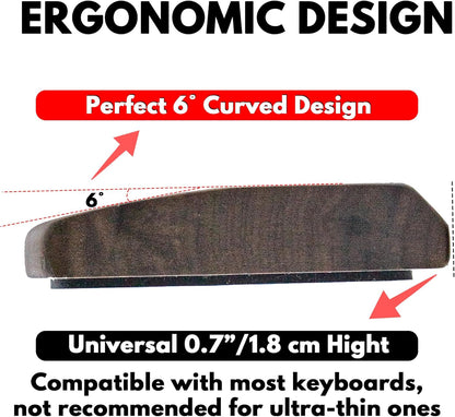 Walnut Wooden Wrist Rest Pad for 75% 80% TKL Keyboard, Ergonomic Solid Wood Hand Rest with Non-Slip Base, Stain Resistant Palm Support for Typing & Gaming (14.2“ L)