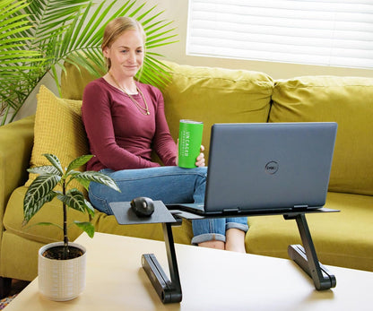 Uncaged Ergonomics WorkEZ Adjustable Laptop Stand for Desk, Laptop Stand Adjustable Height, Foldable Aluminum Cooling Computer Holder & Riser for Desk Bed, White, XL