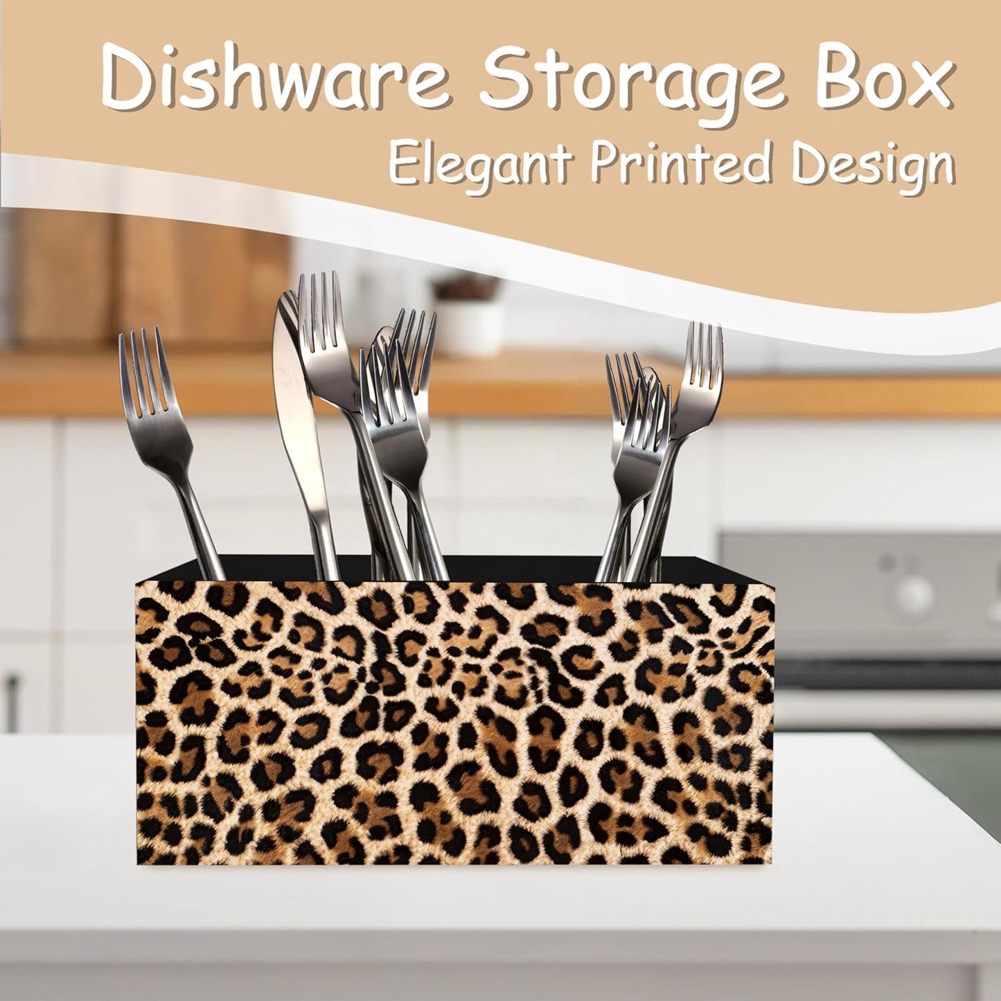 Trendy Funny Leopard Pen Pencil Holder Organizer for Desk, Cheetah Room Decor, Preppy Girly Y2k Aesthetic Cheetah Wooden Box Block Sign for Home Office Tabletop Decor