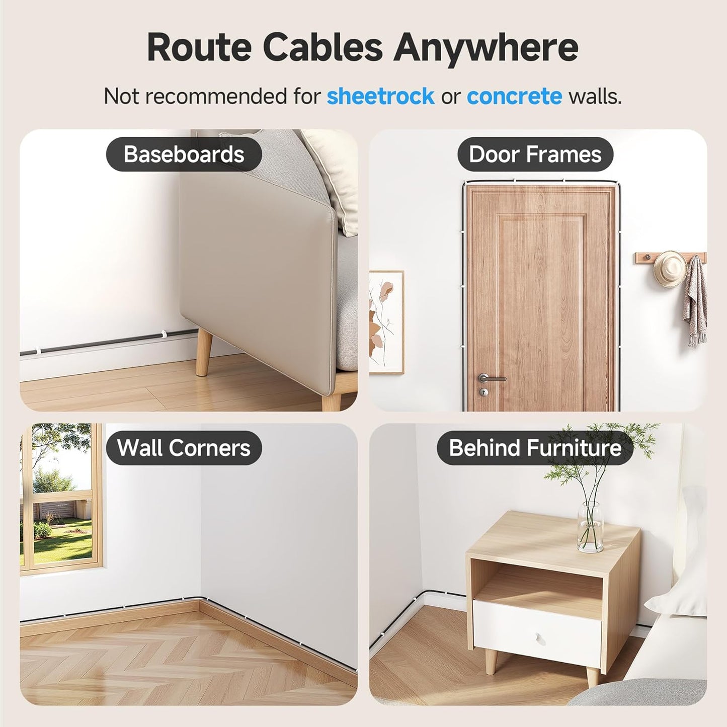 Cable Matters 200-Pack Nail-in Cable Clips Cord Organizer, 7mm / 0.27 inches, Ethernet Cable Wall Clip, Wire Wall Clips, White