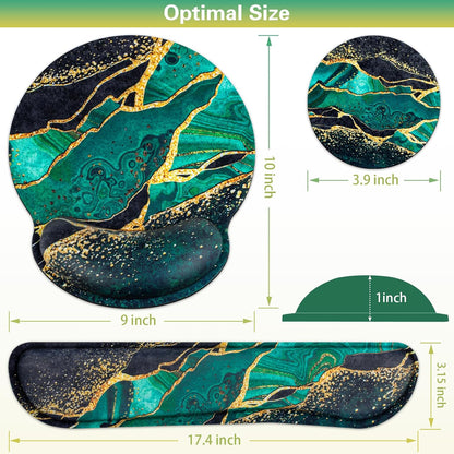 Mouse Pad with Wrist Rest Set, Qomolama 3-in-1 Wrist Support Mouse Pad Set, Floral Gaming Mousepad with Anti-Skid Base,Ergonomic Mouse Pad,Memory Foam Keyboard Gel Wrists Rest