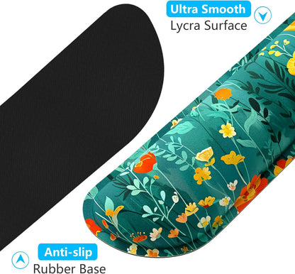 Dapesuom Enlarge Keyboard Wrist Rest, Memory Foam Wrist Cushion for Desk Mats Support, Cute Pain Relief Keyboard Mouse Pad Rests Set with Non-Slip Base for Gaming Laptop Office Computer, Green Leaf