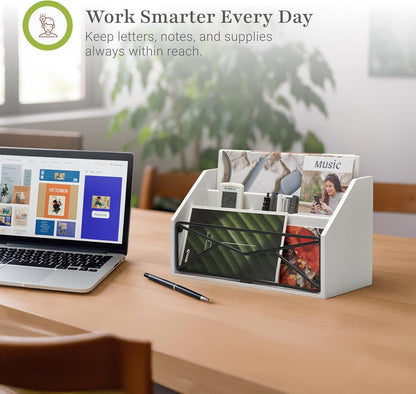 Prosumer's Choice Bamboo Desk Organizer for Office and Home – Natural Bamboo Mail Organizer for Countertop - Wooden Desktop Organizer for Mail, Files, Letters, and Tabletop Storage