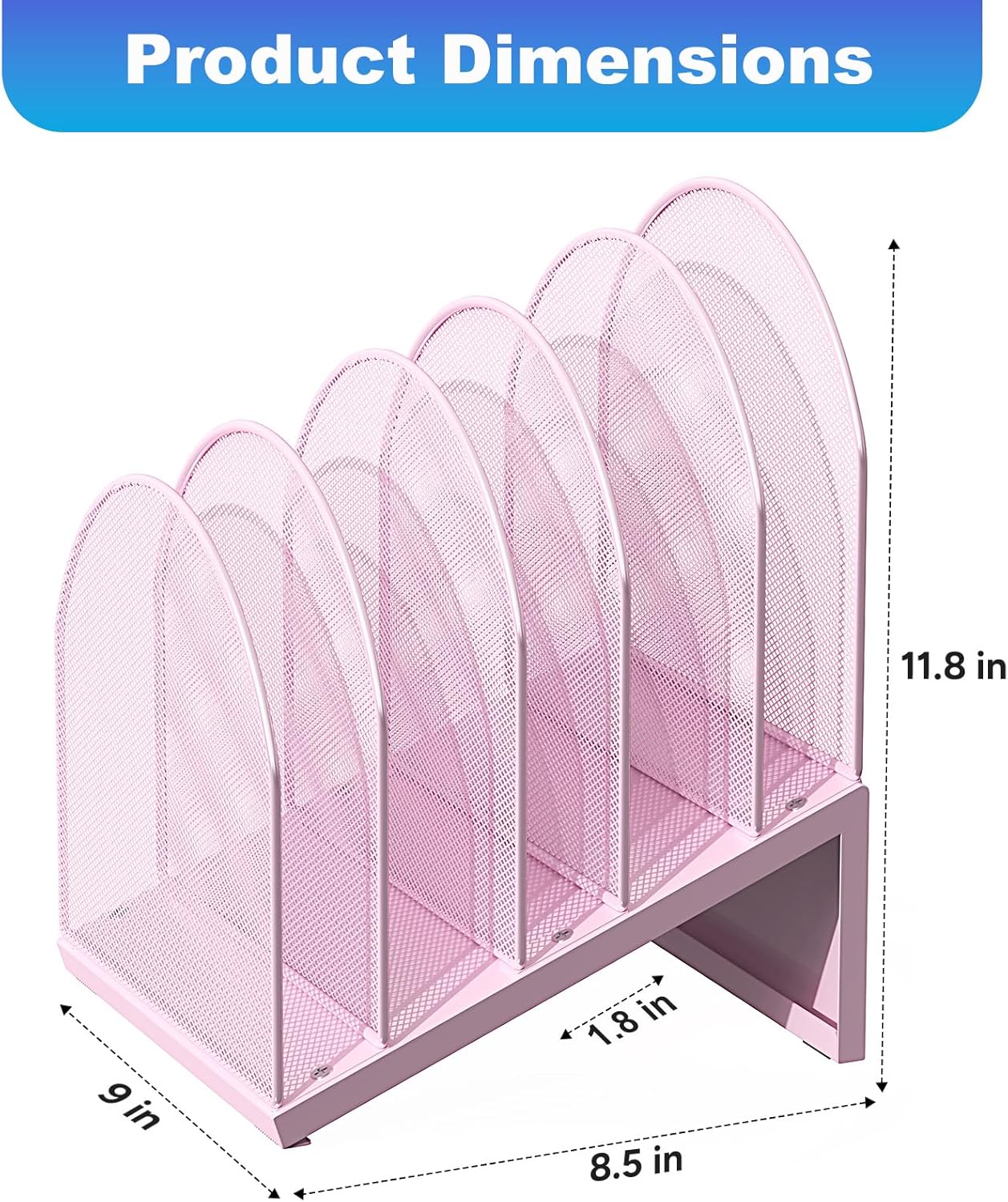 gianotter Desktop File Organizer, Desk Organizer with 5 Compartments, Paper Organizer for Desk, Workspace Organizers for Office Supplies (Black, Upright Style)
