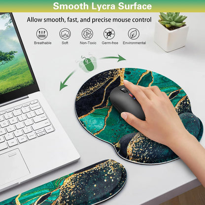 Mouse Pad with Wrist Rest Set, Qomolama 3-in-1 Wrist Support Mouse Pad Set, Floral Gaming Mousepad with Anti-Skid Base,Ergonomic Mouse Pad,Memory Foam Keyboard Gel Wrists Rest