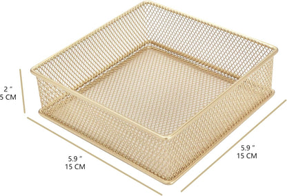 Annova Stackable Mesh Drawer Cabinet and Shelf Organizer Bins Storage Basket School Office Supply Holder Tray- Set of 2 (Gold, 3x3x2 Inch)