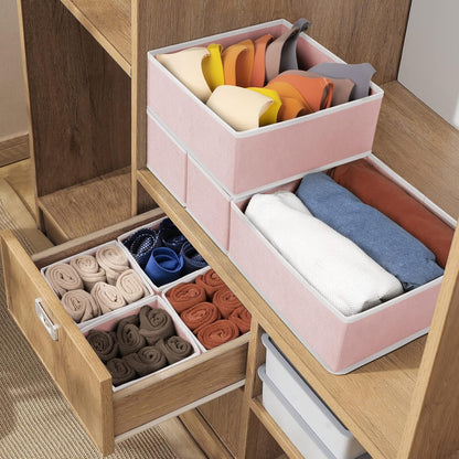 Criusia Drawer Organizer Clothes, 8 Pack Underwear Organizer, Foldable Closet Organizers and Storage Dresser Dividers for Clothes, Socks, Scarves, Ties (Gray)