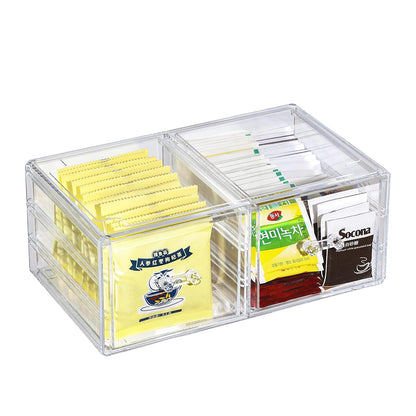 Cq acrylic Drawer Organizer with 3 Long Drawers,Stacking Office Supply Organizer and Desk Pen Storage and Stationary Organizer,Clear Makeup Storage Organizer for Palettes,Cosmetic, Beauty for Vanity