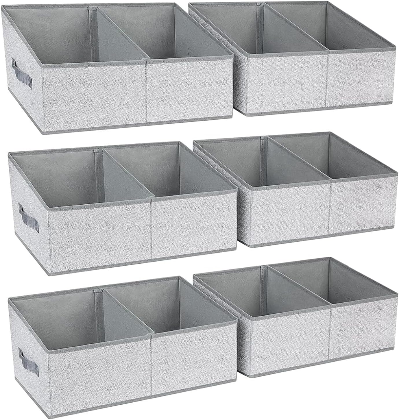 DIMJ Closet Storage Bins, 6 Pack Storage Baskets for Shelves, Foldable Closet Organizer with Handle, Linen Closet Organizers and Storage for Clothes, Toys, Towel, Books (Black)