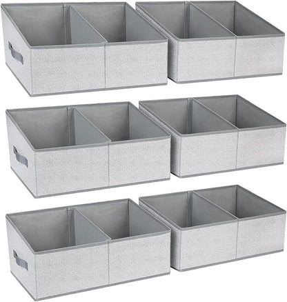 DIMJ Closet Storage Bins, 6 Pack Storage Baskets for Shelves, Foldable Closet Organizer with Handle, Linen Closet Organizers and Storage for Clothes, Toys, Towel, Books (Black)