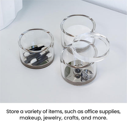 OfficeGoods 3-Tier Stackable Acrylic Holder- Stylish Desk Organizer and Storage for Office or Home – Transparent Round Design with Gold Metal Base