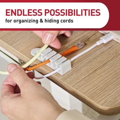 Command 5-Cord Clip Organizer, 4 Clips and 8 Medium Strips, White, 1 Clip Holds up to 5 Charding Cords, Great for Damage-Free Electronics Organization Under Desk or Wall Mount