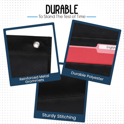 Essex Wares - 7 Pocket File Pocket Chart, Black, Tall - Versatile Wall Hanging File Folder Organizer for Classroom, Office, Home, and More - Wall Folder Organizer - 7 Pockets