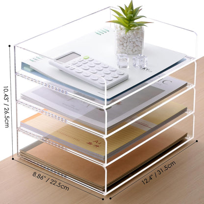 SANRUI Paper Organizer for Desk,Acrylic Stackable Letter Tray, Clear Desk Organizer, Paper Sorter for Office,Home or School,2-Pack