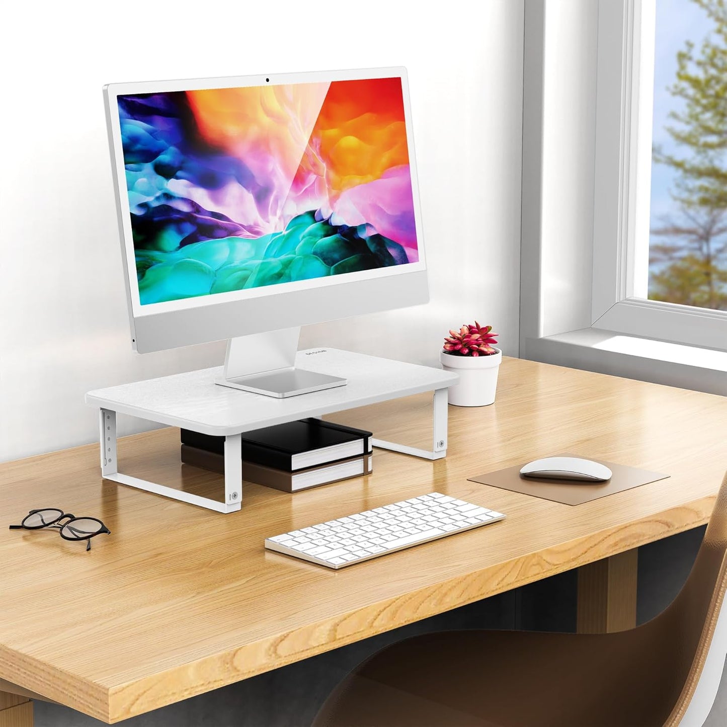 BESIGN MS01 Monitor Stand Riser, Height Adjustable Laptop Stand, Computer Monitor Stand for Monitor, Computer,Laptop,Printer (Black)