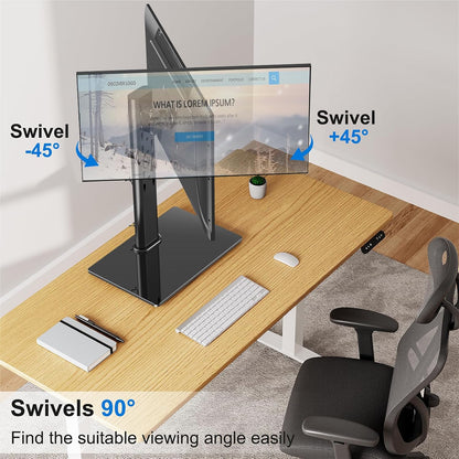 Single Monitor Stand Fits Max 32 inch Computer Screen, Free-Standing Desk Stand Hold up to 17.6lbs, Monitor Mount with Height Adjustment, Swivel, Tilt, Rotation, VESA Mount 75/100mm