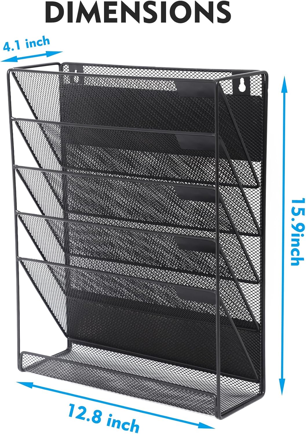 EASEPRES Desk File Organizer Mesh 6-Tier, Hanging Wall Mount Document Organization Stand, Desktop Vertical Mail Paper Folder Holder Rack with Bottom Tray for Office Home Cubicle Countertop, Black