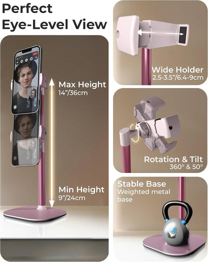 COOPER ChatStand, Adjustable Cell Phone Stand for Desk, Phone Stand for Recording, iPhone Holder for Filming, Small iPhone Tripod, Soporte para Celular, Fits Samsung, Android, (Night Black)