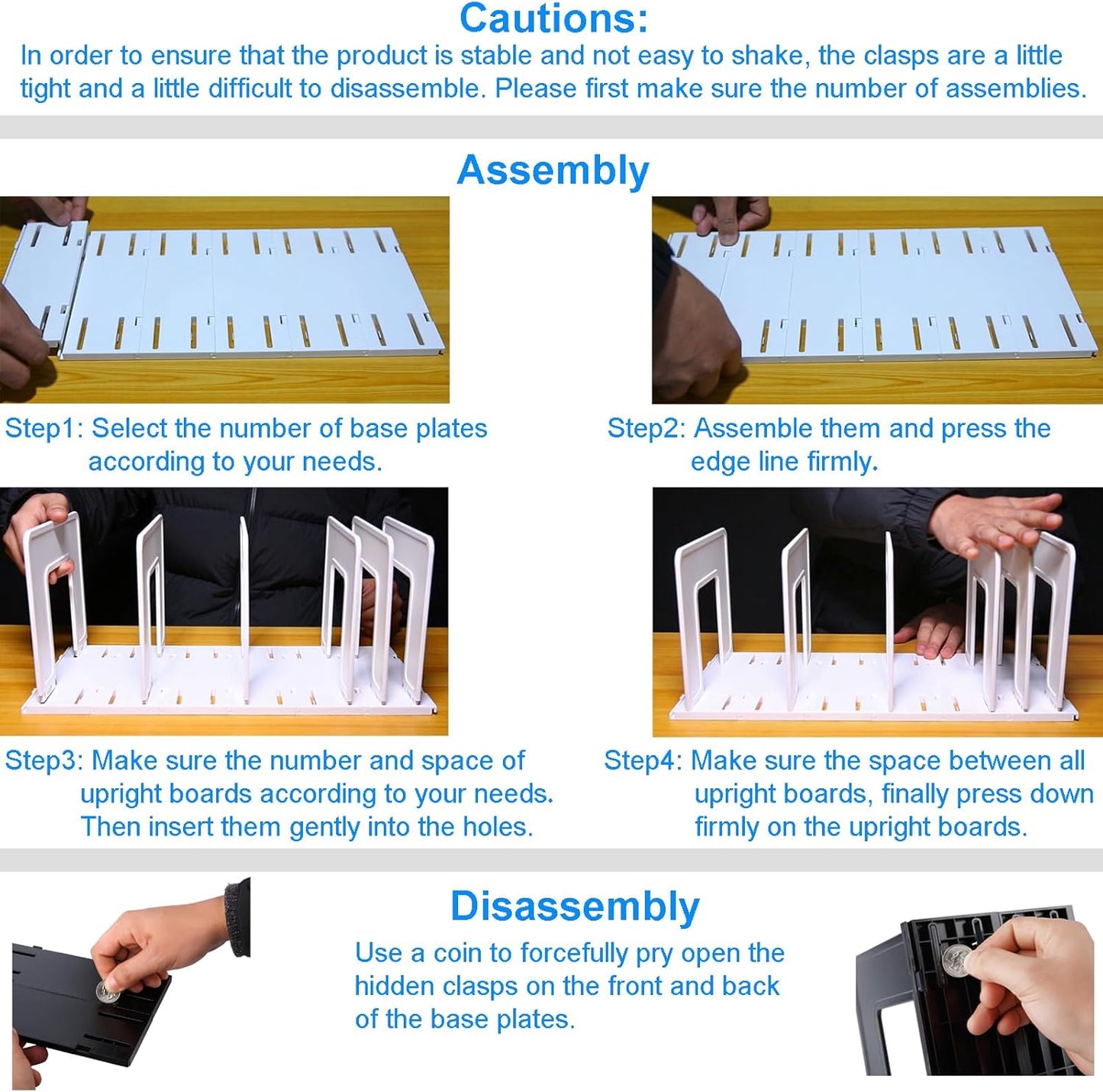 Adjustable Vertical File Sorter Sturdy Plastic Expandable Upright File Holder, Desktop Binder Organizer, School Office File Organizer Bookshelf Divider, Assemble Easily Endlessly, Black