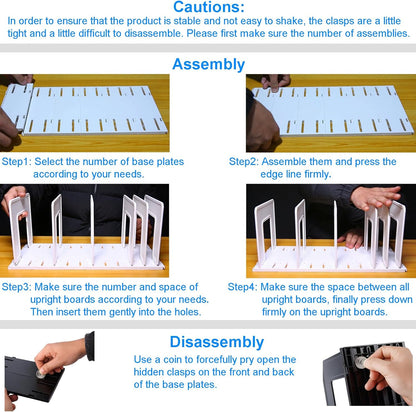 Adjustable Vertical File Sorter Sturdy Plastic Expandable Upright File Holder, Desktop Binder Organizer, School Office File Organizer Bookshelf Divider, Assemble Easily Endlessly, Black