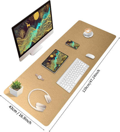 Bloss Leather Desk Pad and Keyboard Wrist Rest, Large Mouse Pad + Keyboard Pad+Mouse Wrist Support, Non-Slip Desk Mat Protector for Office, Home(31.5×15.7 Inches,Beige)