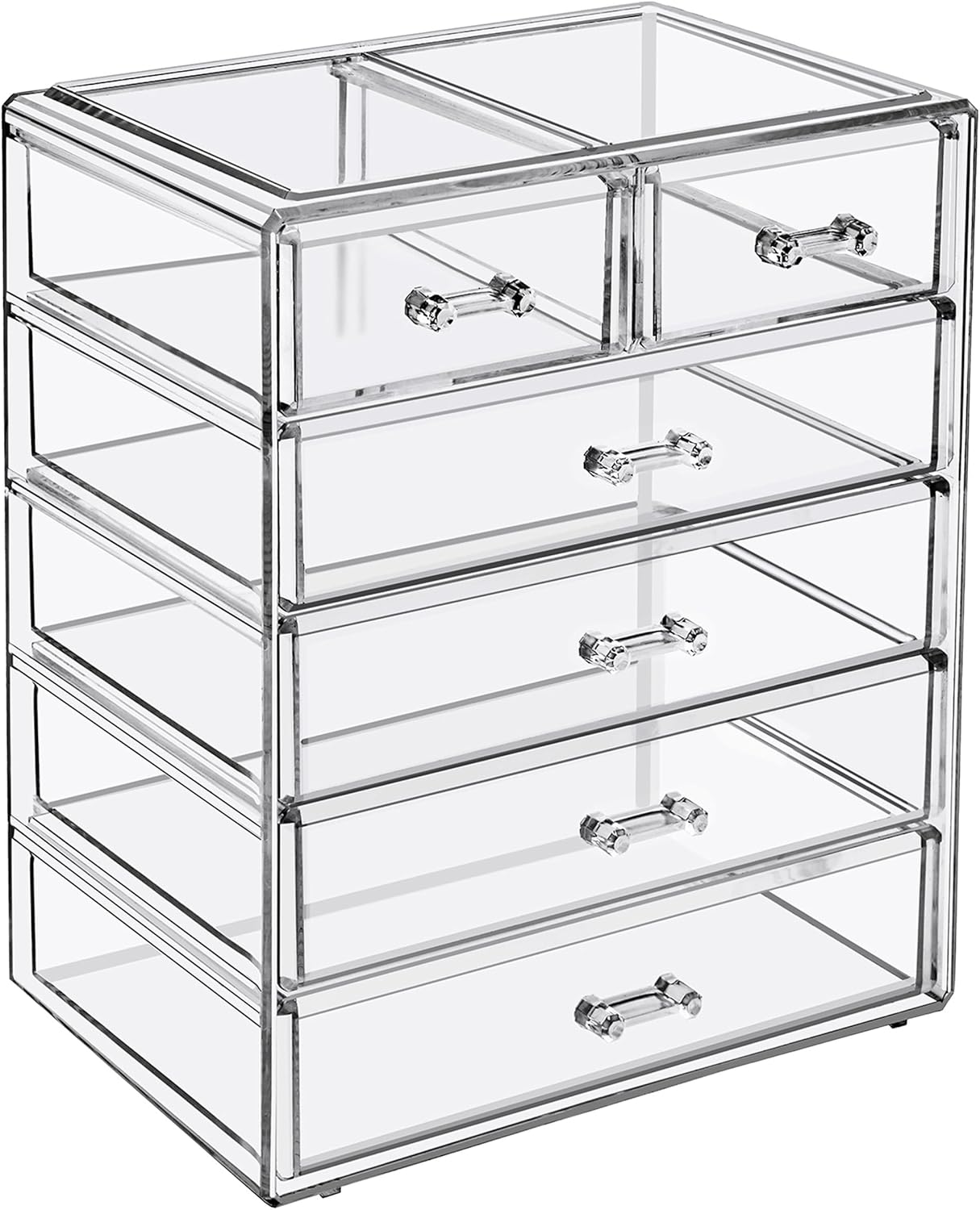 Sorbus Acrylic Makeup Organizer Set, 6-Drawer Vanity & Countertop Cosmetic Storage with Small & Wide Drawers, Clear Makeup Storage for Brushes, Lipsticks, Jewelry – Holiday Gift for Women & Teens