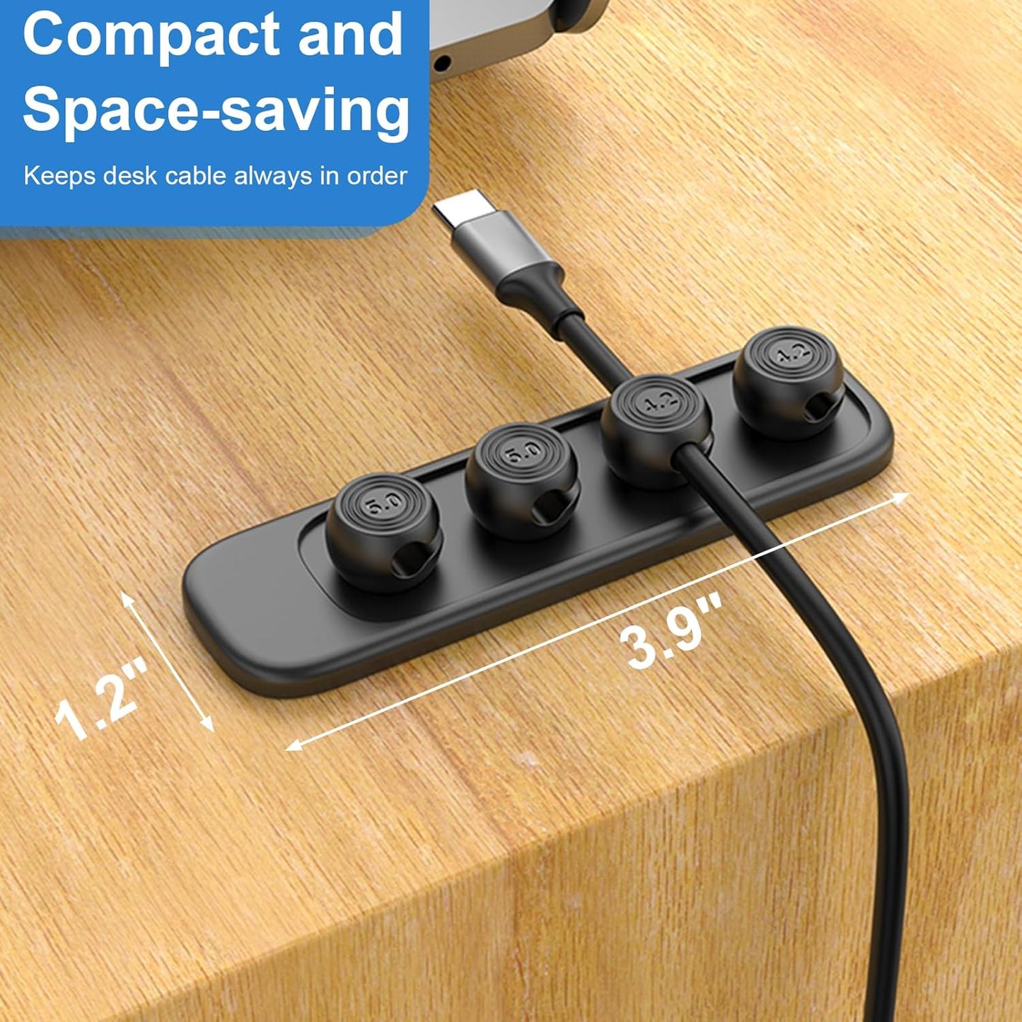 Wanheart Magnetic Cord Holders, Magnetic Cable Organizer for Desk – Multipurpose Wire Clips for Lightning, USB-C, Micro Chargers, Attach to Magnetic Surface – Office & Home Use (6 Round Clips)