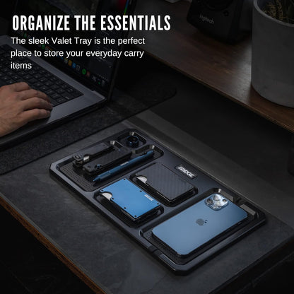 The Ridge Valet Tray for Men - Desktop Storage Organizer - 5 Compartment Valet Tray for Everyday Carry Accessories Wallet, Phone, Keys, Rings - Anti-Scratch Felt