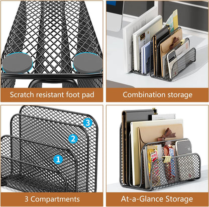 gianotter Mail Organizer Countertop, Metal File Holder with 3-Slot, Rose Gold Desk Accessories & Workspace Organizers (Rose Gold)