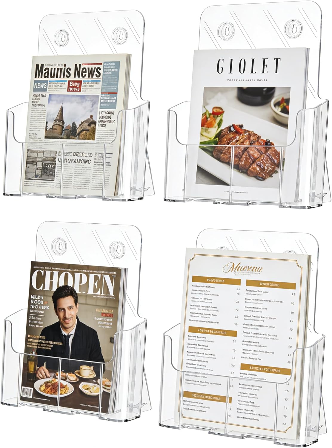 Gawerk 2 Pack Acrylic Brochure Holder 8.5 x 11 inches for Desk or Wall Mount, Clear Flyer Display Stand Plastic Table Stand Sign Literature Holder for Magazines, Menus, Pamphlets, Booklets, Documents