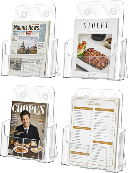 Gawerk 2 Pack Acrylic Brochure Holder 8.5 x 11 inches for Desk or Wall Mount, Clear Flyer Display Stand Plastic Table Stand Sign Literature Holder for Magazines, Menus, Pamphlets, Booklets, Documents