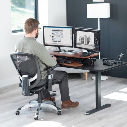 VIVO 26 inch Desk Converter, K Series, Height Adjustable Sit to Stand Riser, Dual Monitor and Laptop Workstation with Keyboard Tray, Black, DESK-V026KB