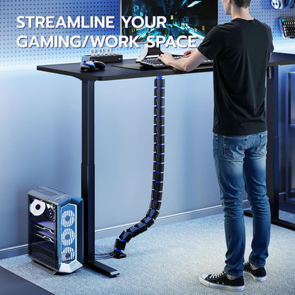 ARES WING Under Desk Cable Management Spine, Magnetic Vertebrae Cable Management for Standing Desk, Length Adjustable Cord Organizer with 20 Modular Vertebrae for Office and Gaming Desks, Red