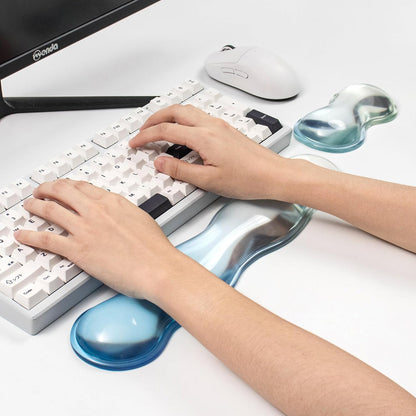 Ergonomic Gel Keyboard and Mouse Wrist Rest Set – Clear Wrist Rest for Computer Keyboard 60%/68%/75%, Comfort & Support for Typing and Gaming (Grey Purple)