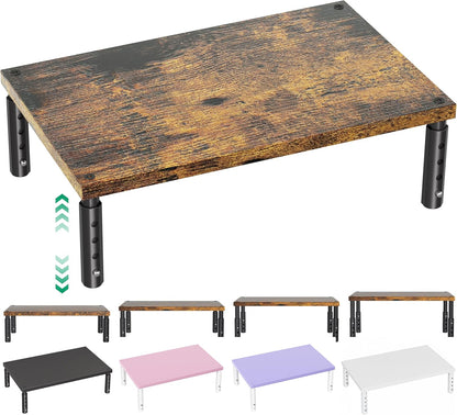 OPNICE Desk Organizers and Accessories, Adjustable Computer Monitor Stand Riser, Laptop Stand for Desk, Office Desk Accessories & Workspace Organizers for Home Office, Black Wood