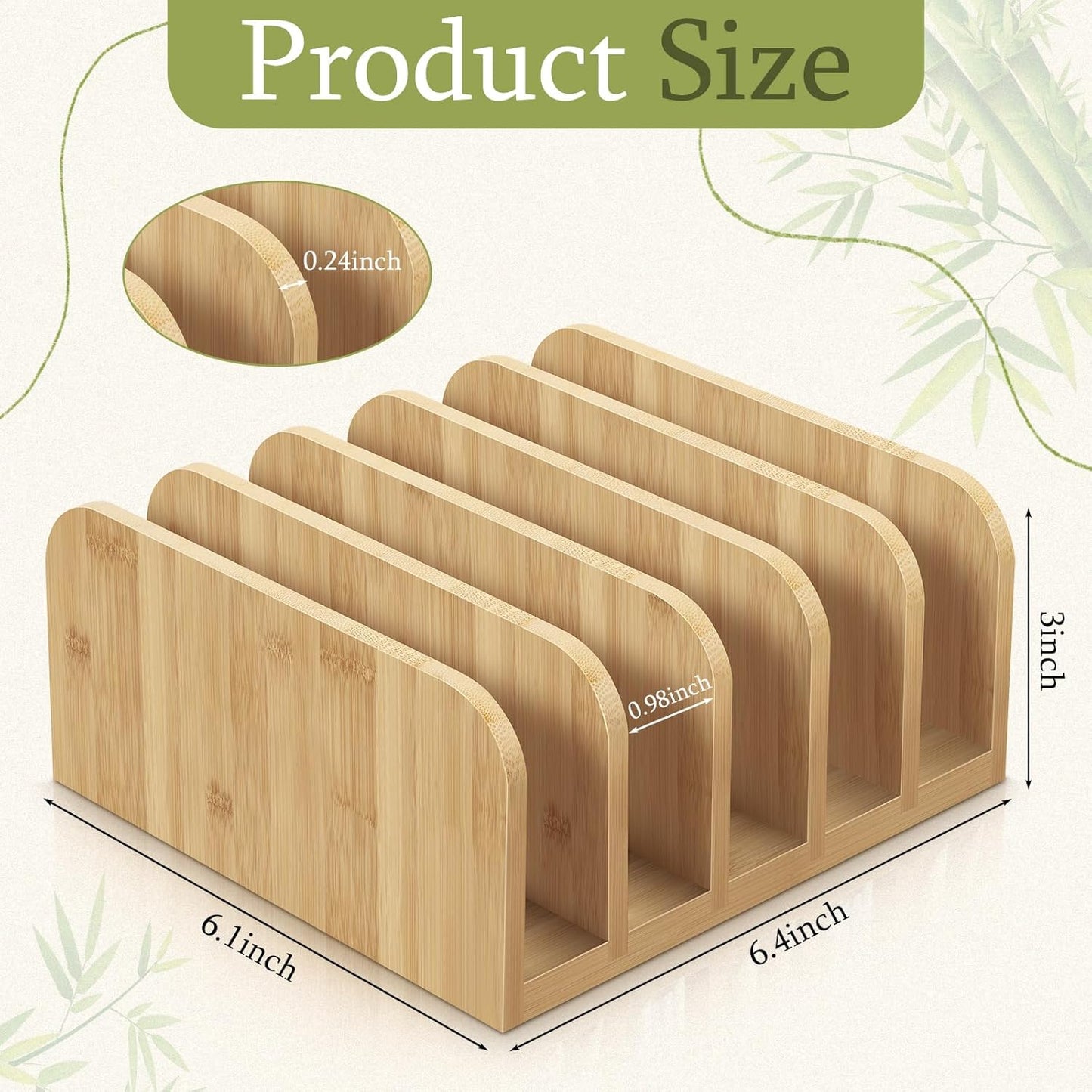 Lineshading Desk Mail Organizer Bamboo File Holders Countertop Paper Organizer Letter Sorter 5 Compartments Envelope Holders with Anti Slip Mat for Home Office School Desktop Document Storage