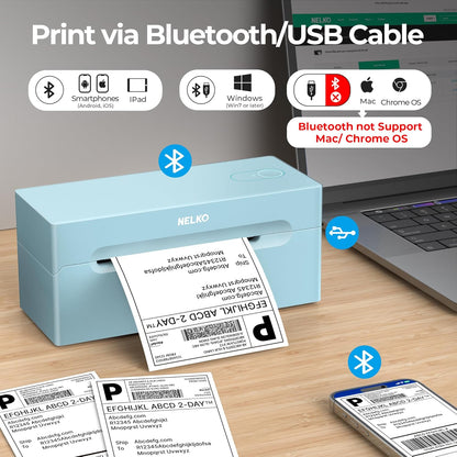 Nelko Bluetooth Thermal Shipping Label Printer, Wireless 4x6 Shipping Label Printer for Shipping Packages, Support Android, iPhone and Windows, Widely Used for Amazon, Shopify (Black)